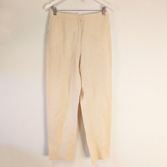 Max Mara Puro Lino Cream Straight Leg Linen Pants - Picture 2 of 8